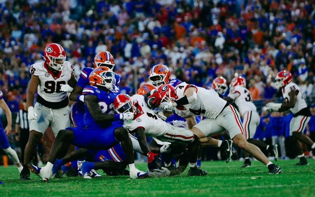 The Georgia Bulldogs managed to hang on during the game on Saturday to defeat Florida 24-20 at the "World's Largest Outdoor Cocktail Party" in Jacksonville.
