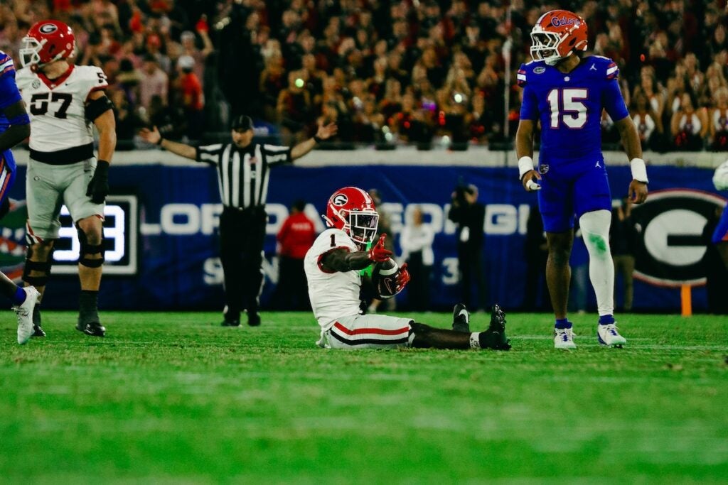 The Georgia Bulldogs managed to hang on during the game on Saturday to defeat Florida 24-20 at the "World's Largest Outdoor Cocktail Party" in Jacksonville.