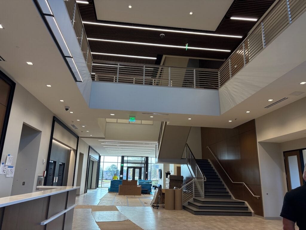 The interior of the lobby of the new Building A at the Evans Government Center Complex. Staff photo by Stephanie Hill