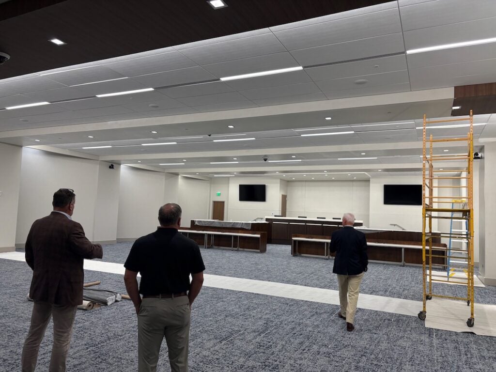 The auditorium in the new Building A at the Evans Government Center Complex. The auditorium is where the Board of Commissioners will hold their meetings. Staff photo by Stephanie Hill