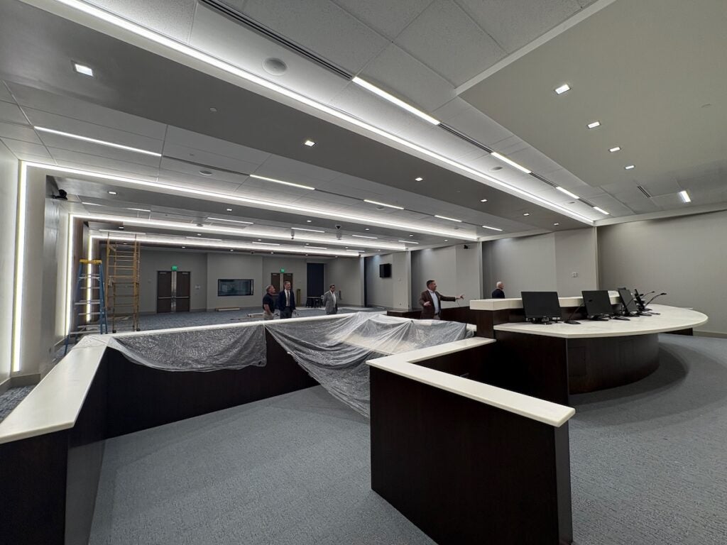 The auditorium in the new Building A at the Evans Government Center Complex. The auditorium is where the Board of Commissioners will hold their meetings. Staff photo by Stephanie Hill