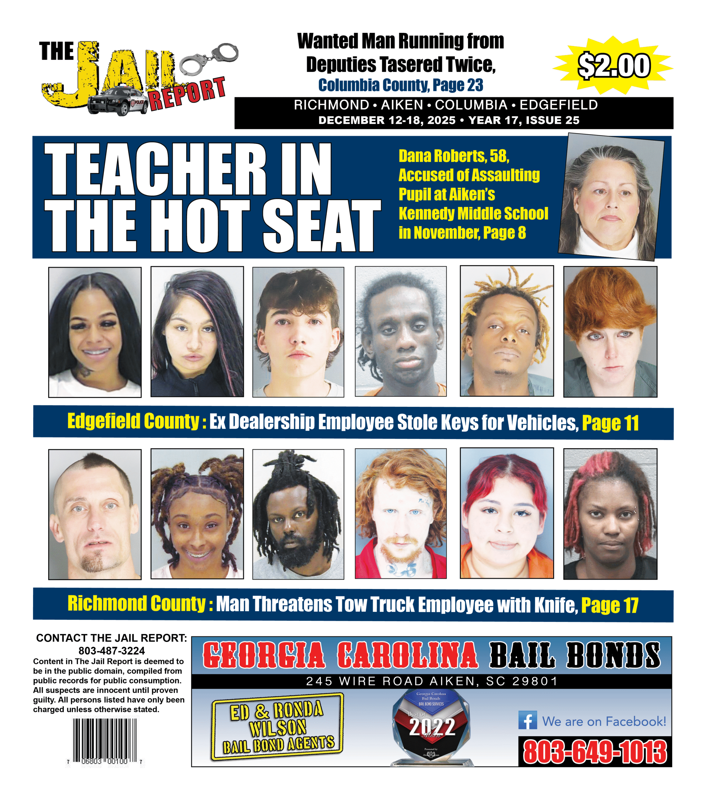 The front cover of the Jail Report for December 12th, 2025.