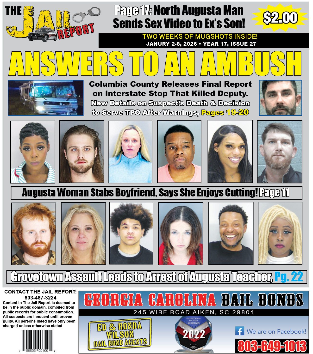 The front cover of the Jail Report for January 2nd, 2026.