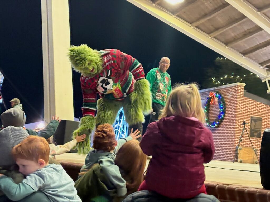 The Grinch greeted kids at the Columbia County Christmas tree lighting on Thursday, Dec. 4. Staff photo by Stephanie Hill