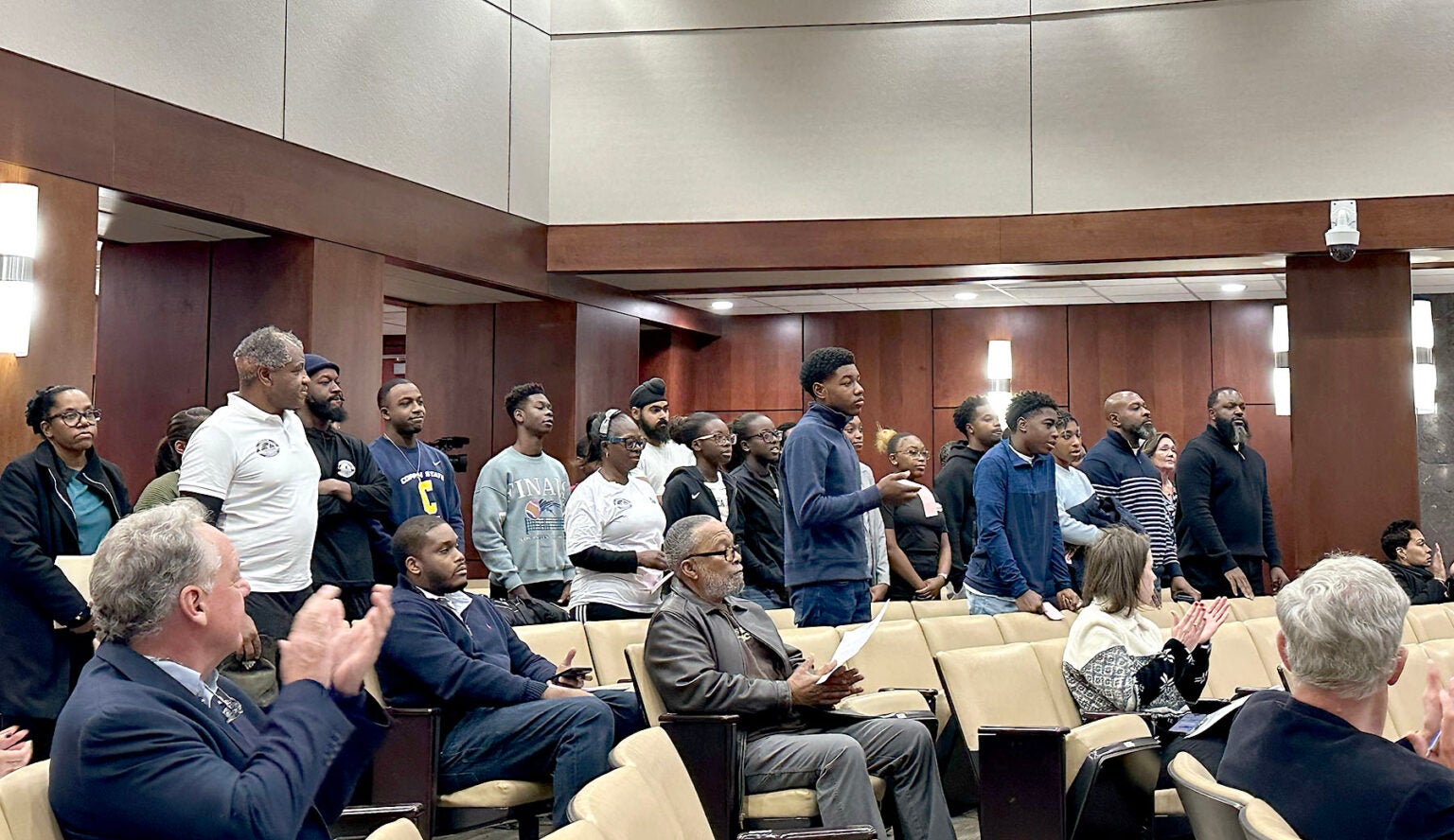 Participants in Augusta's award-winning MACH Academy tennis and youth development program got a round of applause Tuesday as the Augusta Commission approved a budget that eliminated all funding for MACH and numerous other non-government organizations. Staff photo by Susan McCord