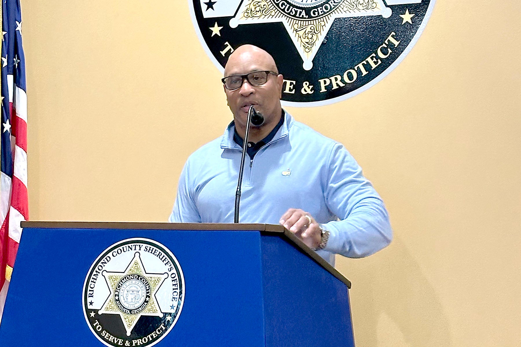 Richmond County Sheriff Eugene Brantley announced Tuesday the suspension of two deputies after a use-of-force incident during the arrest of a suspected gang leader Dec. 16. Staff photo by Susan McCord